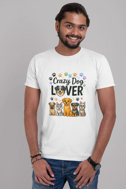 Crazy Dog Lover T-Shirt – Cute Puppy Cartoon Cotton Tee India
